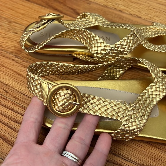 Stuart Weitzman Women's Teodora Braided Slingback Sandal, Metallic US 7.5 - Picture 10 of 16